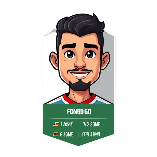 carta de jogador de futebol com o nome, posição e status
