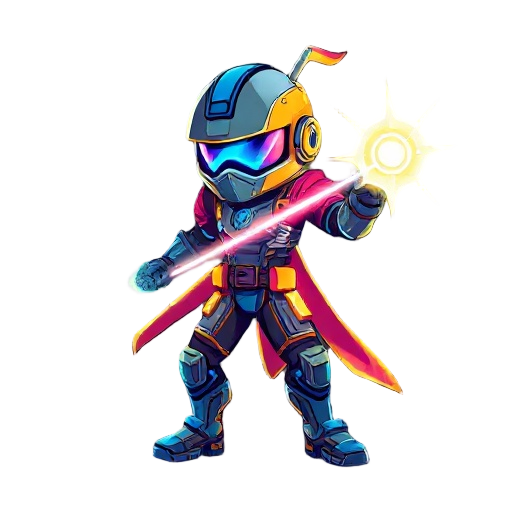 guerreiro futurista com armadura brilhante, empunhando uma esfera de energia pura como arma, fundo cyberpunk neon.
