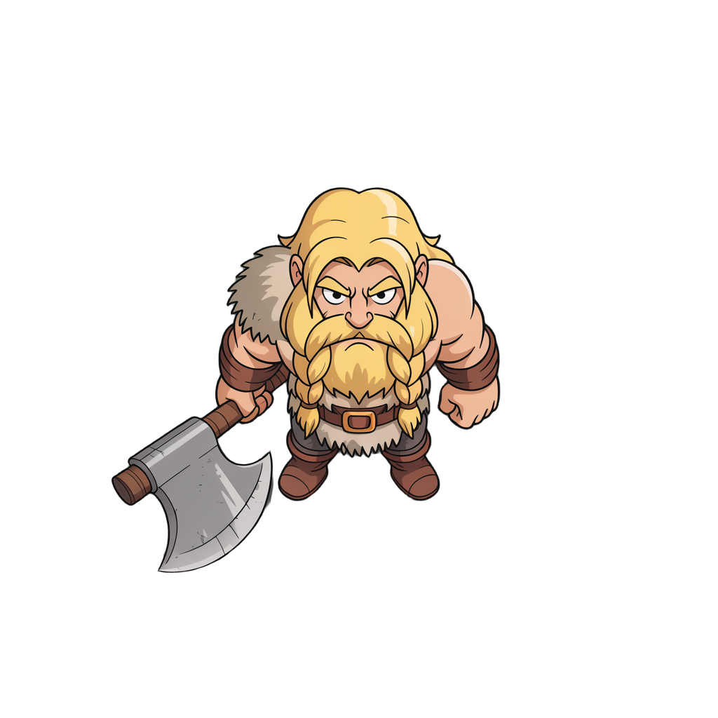blonde barbarian, strong, long hair, beard, wearing simple cloths, capcom fantasy style.