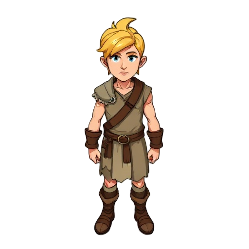 blonde barbarian, wearing simple cloths, shadow over mystara style.