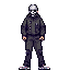 man, human, parkour, sci-fi style, standing, skull mask on face