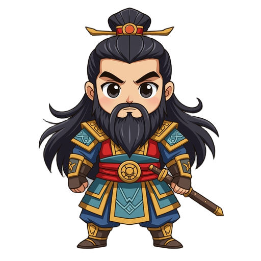 reconfigure the character guan yu from romance of the three kingdoms into an sd (super deformed) character. 