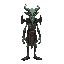 medieval  tall lich green eyes demonic  with a clear walking posture. designed for a retro style farm simulation game.
