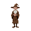 medieval  elderly wizard  with a clear walking posture. designed for a retro-style farm simulation game.
