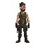 a male survival game player, rambo-like sodlier