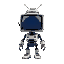 cute kawai robot character with oversized tv screen as a head and a brain under a dome on top of the tv