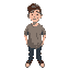 a 2d digital illustration of a civilian character wearing a casual t-shirt. the character has a friendly and approachable appearance, with a relaxed posture. the t-shirt is slightly loose-fitting, wit