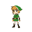 faz uma bola verde com várias cores, com uma mão bola e outra quadrada com um gorro estilo zelda sabe só que roxo,  e faz as movimentações do lado direito e girando 