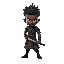 an african american samurai with spikey hair and a sword