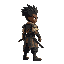 an african american samurai with spikey hair and a sword facing right
