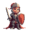 generate an knight character with a shield, sword and an armour