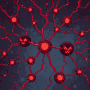 branching network of red digital tendrils connecting multiple enemy systems