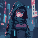 a cyberpunk woman in hood ghost in the shell style