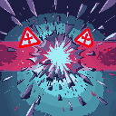 digital barrier shattering with red warning symbols