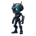 side view of cyberpunk menacing droid