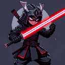 cyberpunk samurai with red katana light saber, ghost in the shell style
