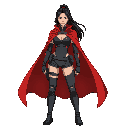 full body badass asian cyberpunk woman wearing a cape.