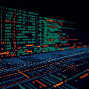 glowing lines of programming code 