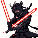 adult cyberpunk samurai with red katana light saber, ghost in the shell style