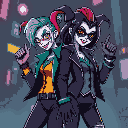 trickster woman joker cyberpunk, ghost in the shell style