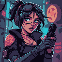 injured cyberpunk woman 