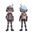 shop owner cyberpunk, ghost in the shell style, side view