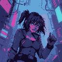 cyberpunk woman losing life