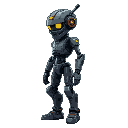 side view of cyberpunk menacing droid