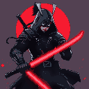 adult cyberpunk samurai with red katana light saber, ghost in the shell style