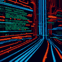 glowing lines of programming lines of code on a screen 