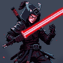 adult cyberpunk samurai with red katana light saber, ghost in the shell style