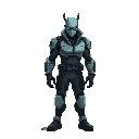 cyberpunk game boss human, ghost in the shell style, side view