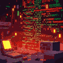 digital computer code fragments being reorganized