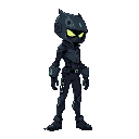 cyberpunk game evil character, ghost in the shell style, side view