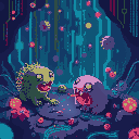 small digital organisms eating through data streams