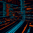 glowing lines of programming code 