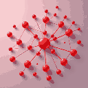 network diagram with spreading red nodes