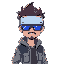 cyberpunk guy with apple vision pro goggles  illustration