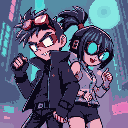 trickster cyberpunk, ghost in the shell style