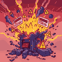 system core exploding with error messages and warning symbols