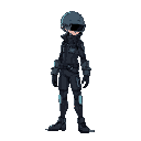 cyberpunk game character, ghost in the shell style, side view