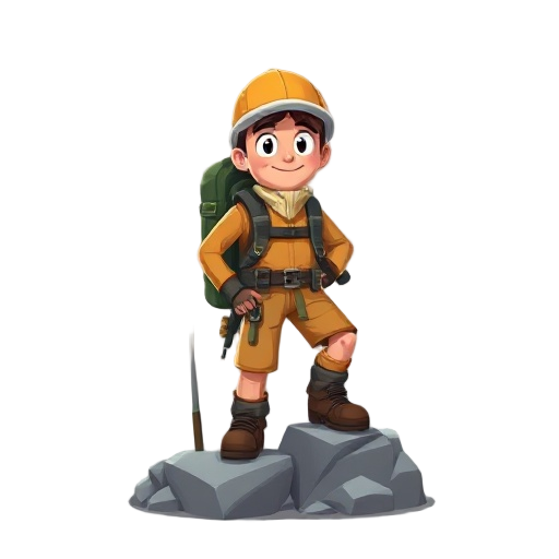 make a climber with full hiking gear on 