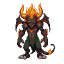 make 2d  fire and grass monster of hell who have both powers fire and grass type final boss of hell