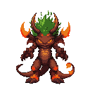 make 2d  fire and grass monster of hell who have both powers fire and grass type final boss of hell and add grass  on it 