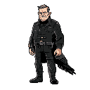 gordon freeman, holding his crowbaw, in his science, black mesa attire