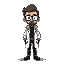 gordon freeman, wearing glasses, in his science, black mesa attire