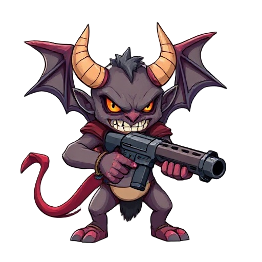 demon with gun realistic