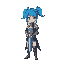 female knight with blue twintail hair