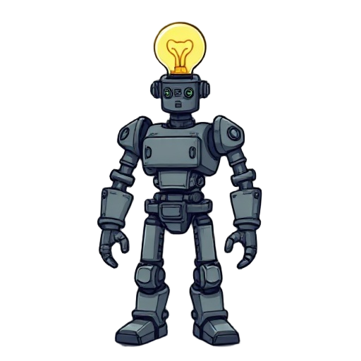 draw a steampunk style robot soldier made of pipes with a head that is a light bulb