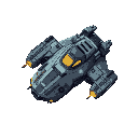 smuggler starship with outboard thrusters, cannon weapons, glowing lights and beacons, with metallic hull with accents